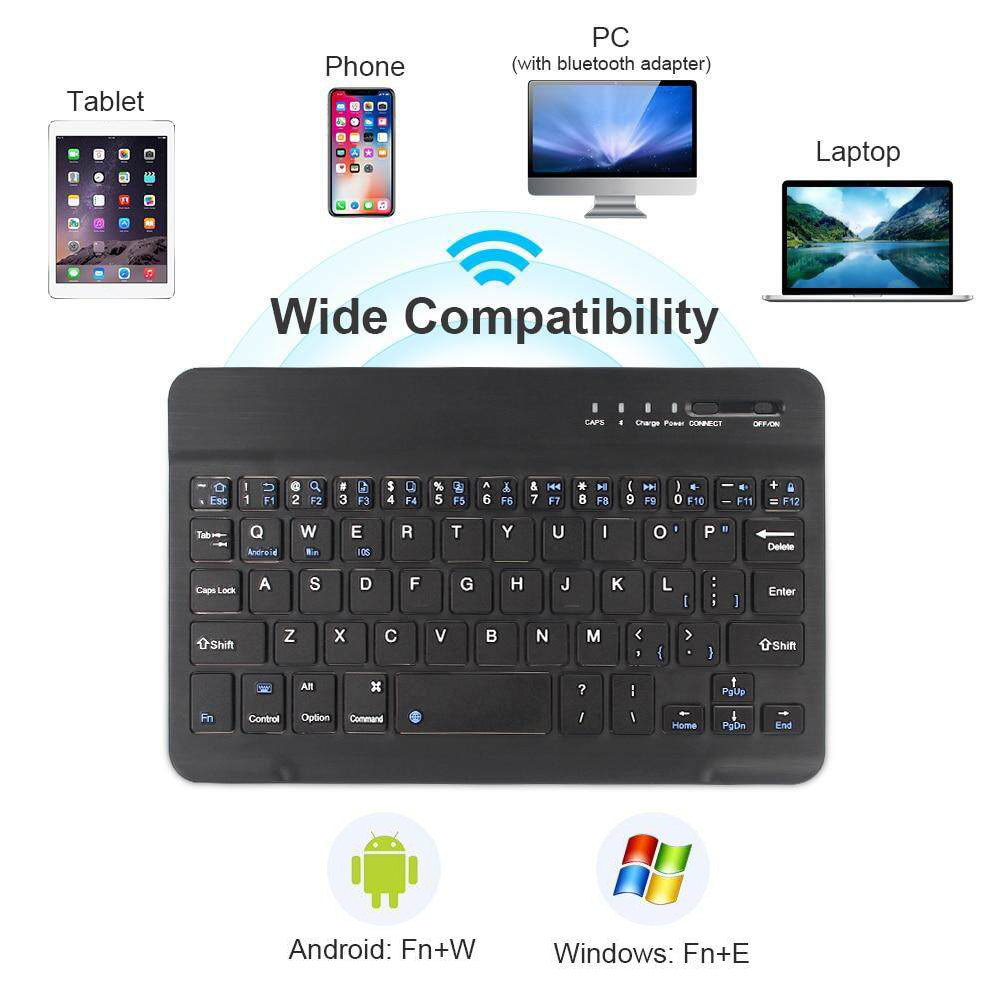 Kebidumei Bàn Phím Không Dây Bàn Phím Bluetooth Bàn Phím Máy Tính Bảng Có Thể Sạc Lại Cho Điện Thoại Hỗ Trợ Android Windows