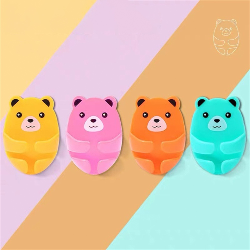 CHIPLY Cartoon Plug Hook Non Punching Hanging Plug Wall Hanging Hook Kitchen Bear Plug Storage Hook Household Adhesive Storage Hook