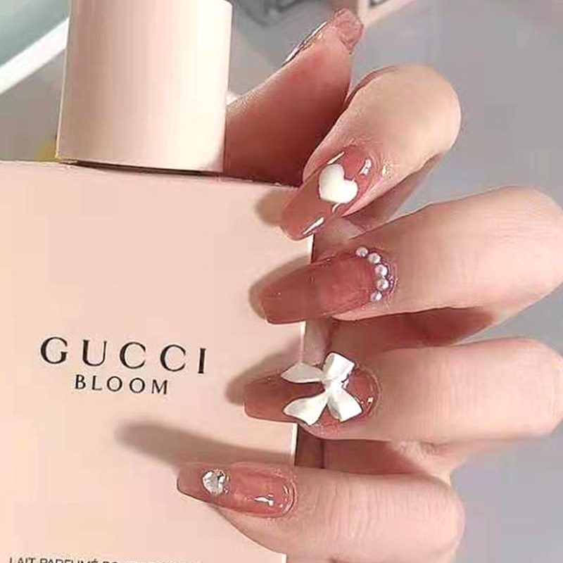 (Ảnh thật) Charm Nơ Lì Trắng Hàn Quốc Đính Móng