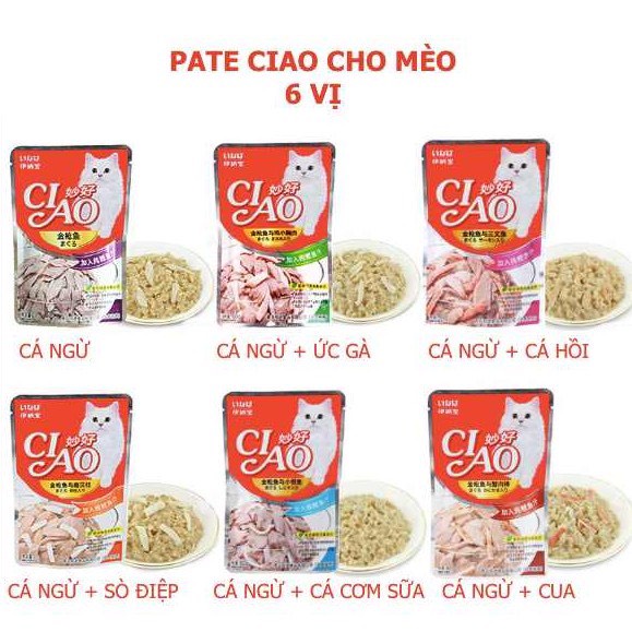 Pate Ciao gói 60g cho Mèo - đủ 6 vị