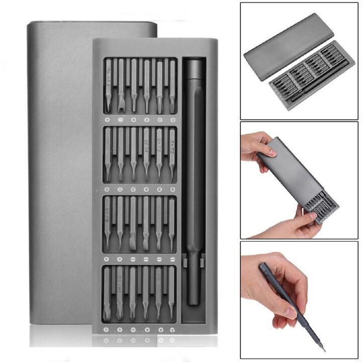 Bộ tua vít đa năng mini 24 đầu nhỏ sửa điện thoại, tô vít từ tính mở laptop mắt kính đồng hồ