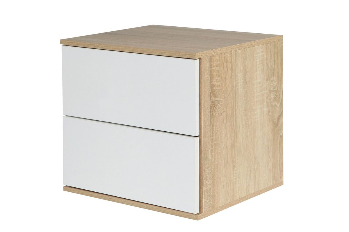 Furnize Modern Wooden Bedside Table with 2 Drawers – MDF Laminated ...