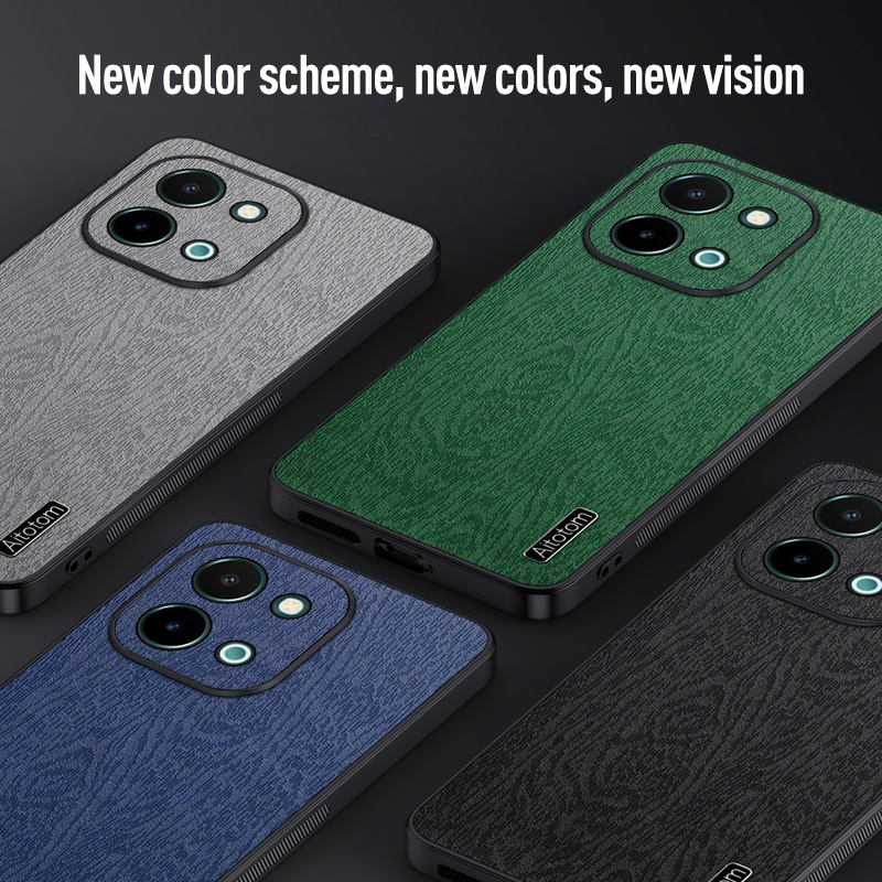 For Vivo S19 S18 S17 S16 S15 S12 S10 S9 Pro E 5G Phone Case, Business High-end Tree Grain Leather Texture Silicone Cover.