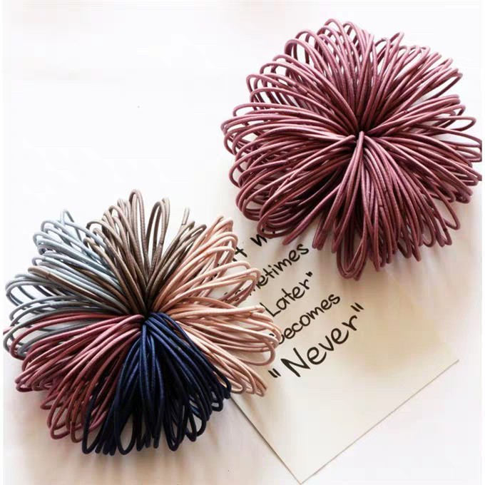 Set 100 Thun Buộc Tóc Nữ Dây Buộc Tóc Nhiều Màu