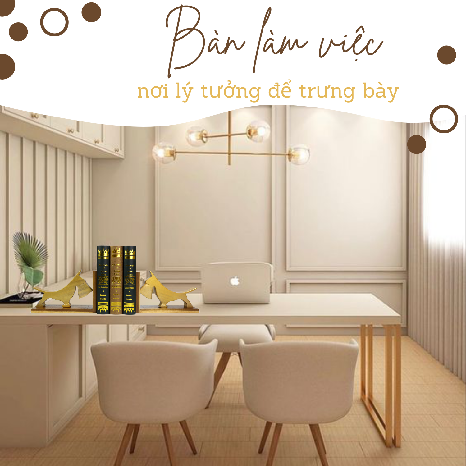 CHẶN SÁCH (BOOKEND) Cặp chó Vàng sang trọng