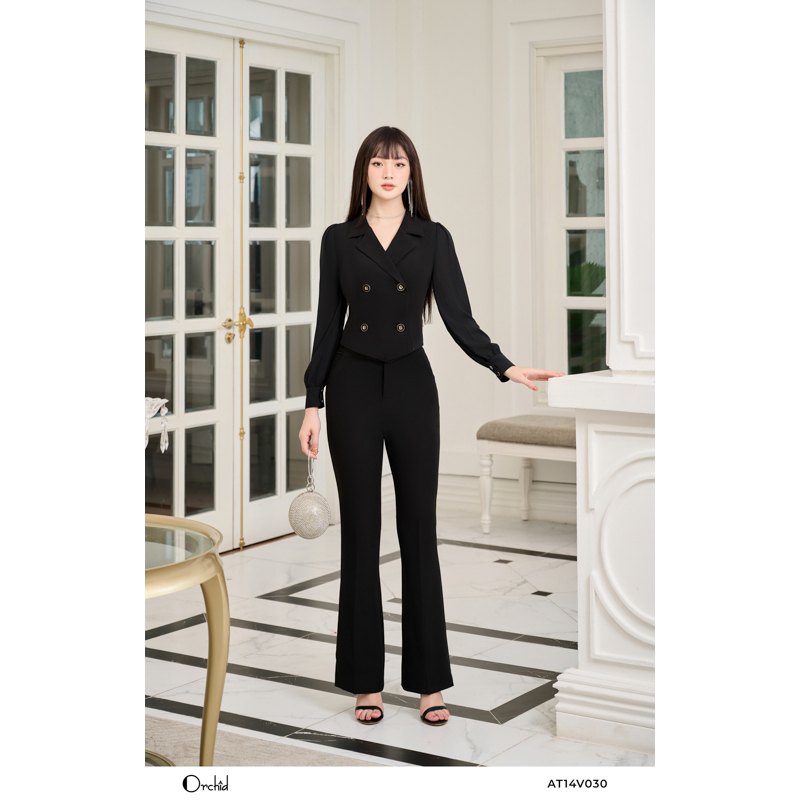 Set bộ twill silk áo vest dáng croptop kèm quần ống loe thanh lịch Orchid - AT14V030