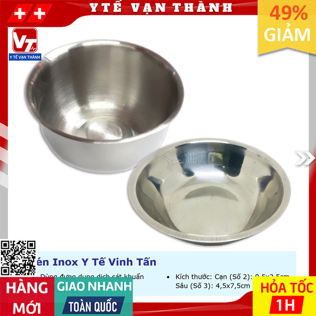 ✅ chén inox y tế vinh tấn | sâu, cạn, chén số 2, chén số 3, inox 304 cao cấp -vt0137 - y tế vạn thành