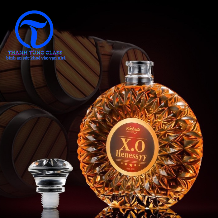 Chai đựng rưou thủy tinh XO 500ml CÓ TEM