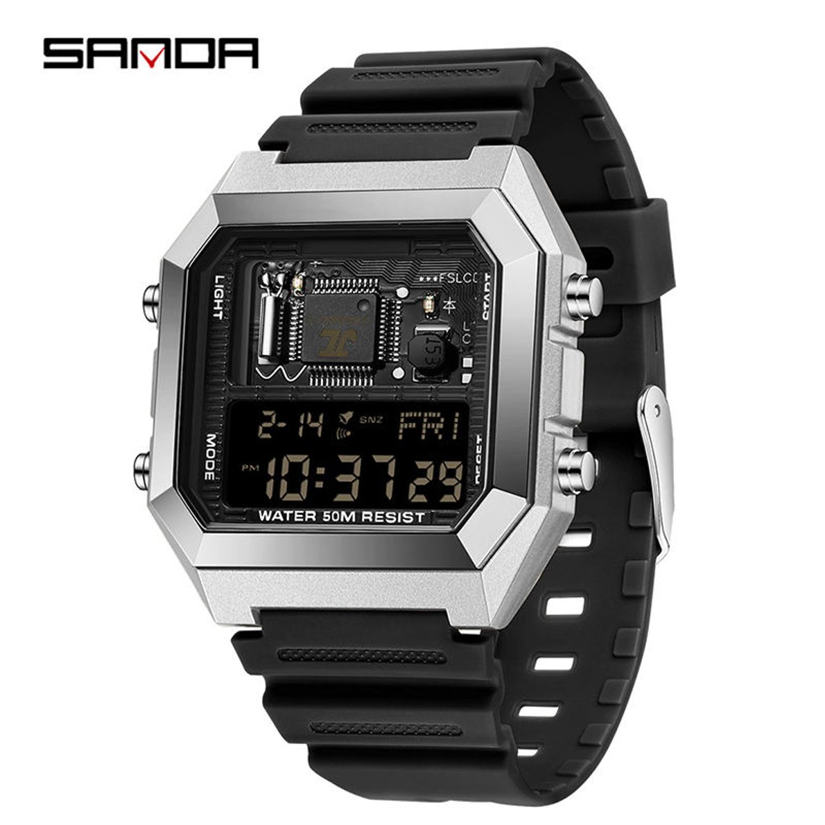 SANDA Youth Personality Electronic Components Cool Sports Waterproof Digital LED Men's Watch Gift Tiktok Same Style SD6216-3.