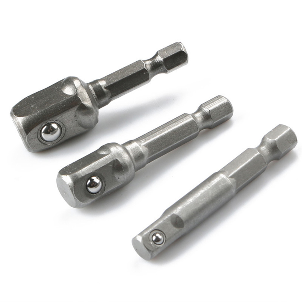 3 Pcs 1/4 3/8 1/2 Bit Drive Socket Adapter 360° Rotatable for Cordless Drill Ratchet Extension Socket Wrench Adapter Set