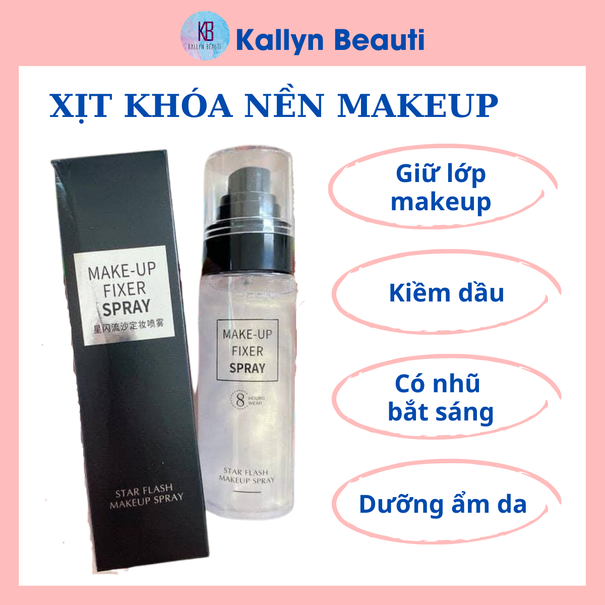 Xịt Khoá Make Up Có Nhũ Giữ Lớp Nền Lâu Trôi Xịt Giữ Ẩm Kiềm Dầu