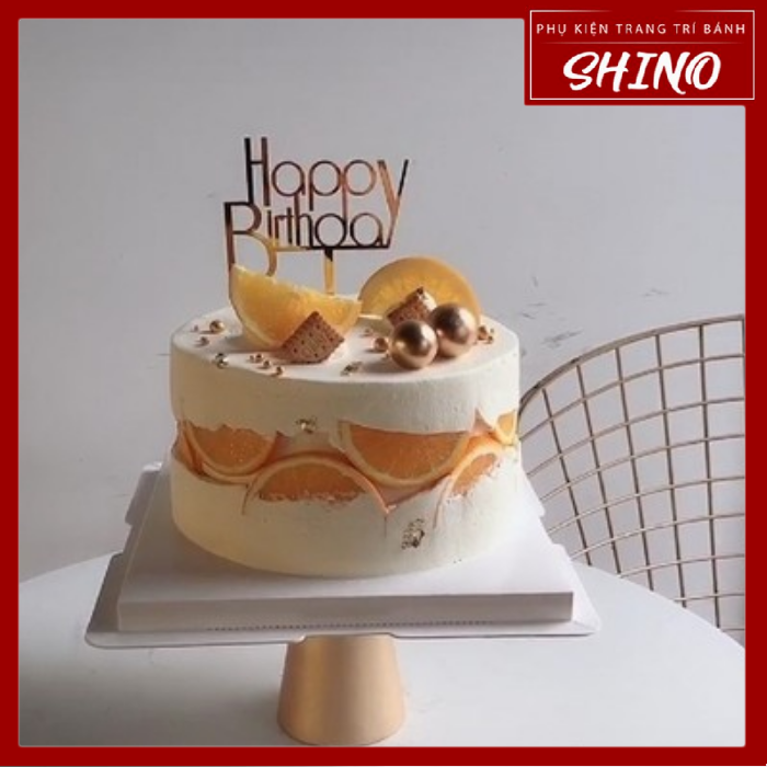 Topper/que cắm chữ HPBD cách điều mica