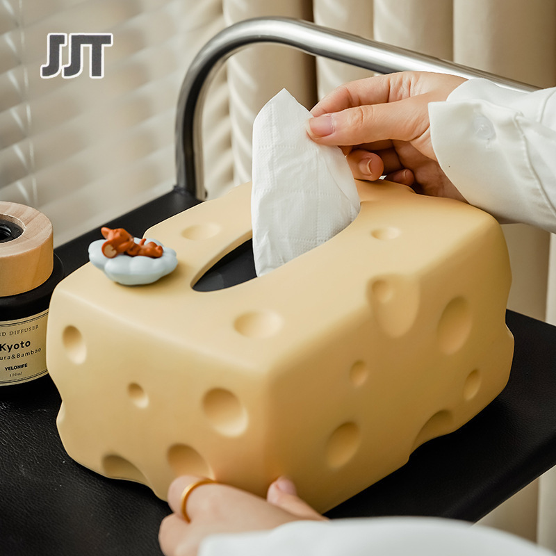 JJT [Miễn Phí Vận Chuyển]Hiện đại ánh sáng sang trọng pho mát gốm hộp đựng khăn giấy trang trí nhà phòng khách bàn trà bảng tiên tiến giấy Hộp ngăn kéo trang trí mềm