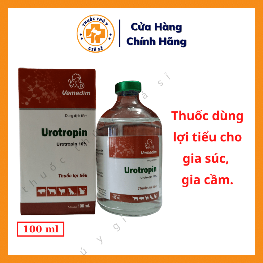 "hoàn tiền đến 10%" vemedim urotropin 100ml - dùng cho lợi tiểu trên gia súc, gia cầm - thú y giá sỉ