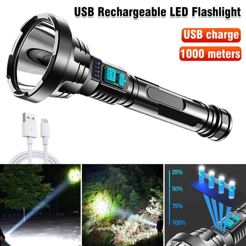 1200mah LED Flashlight Rechargeable USB High Powered Super Bright Torch Lamp IPX6 Waterproof Flashlight for Camping Fishing OUA3758