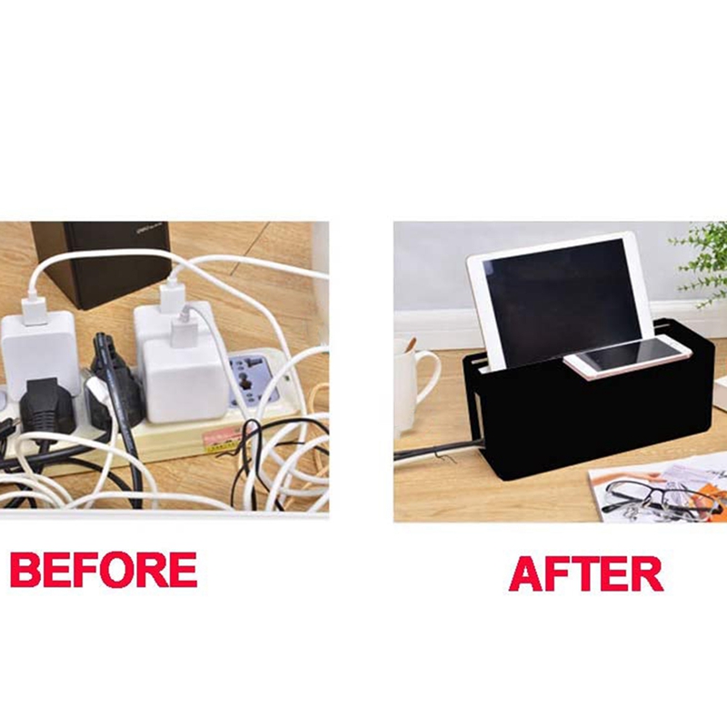 Cable Management Box for Desk Cable Management and Power Strip Box Solutions(Black)