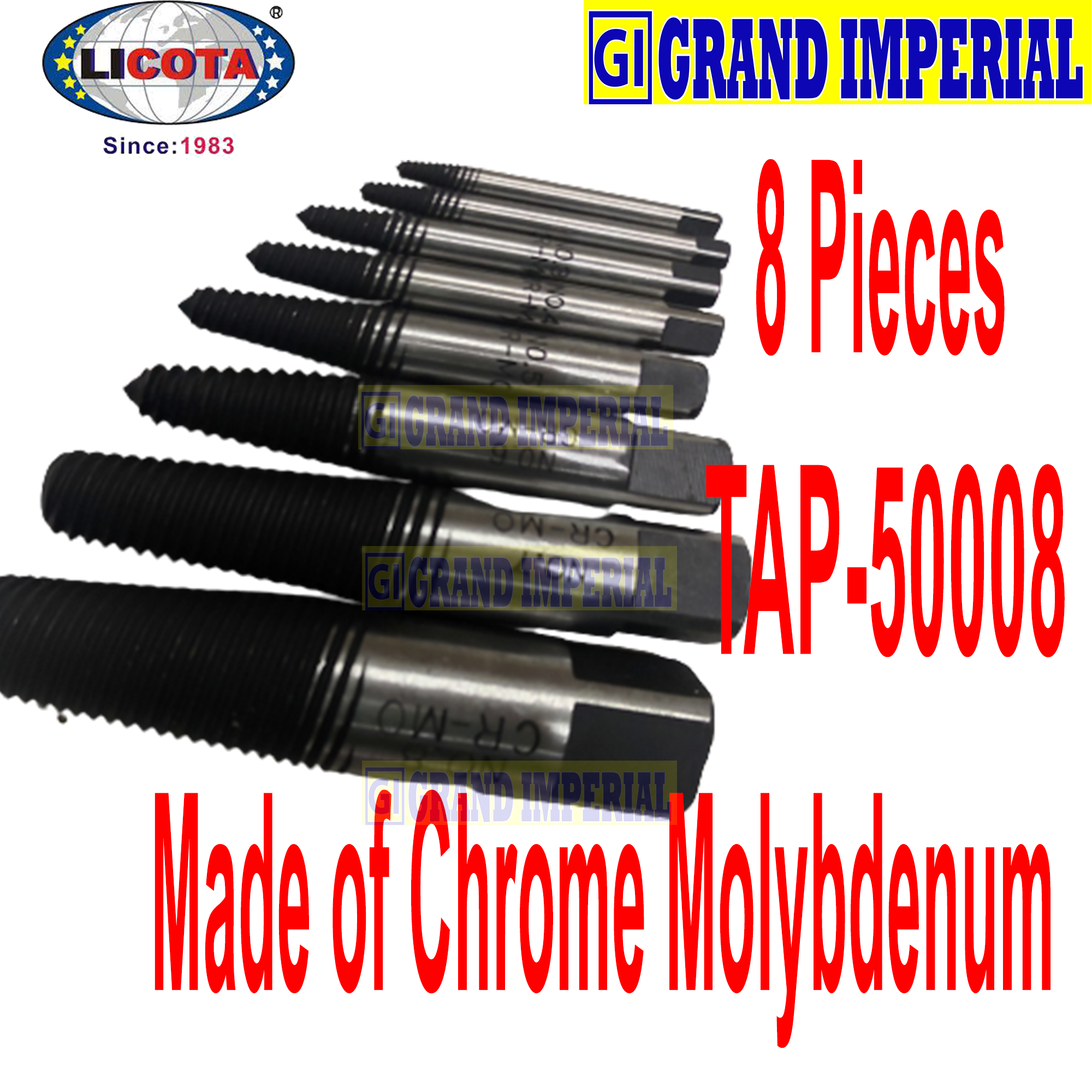 Licota Screw Extractor 8 Pieces TAP50008 Grand Imperial Industrial