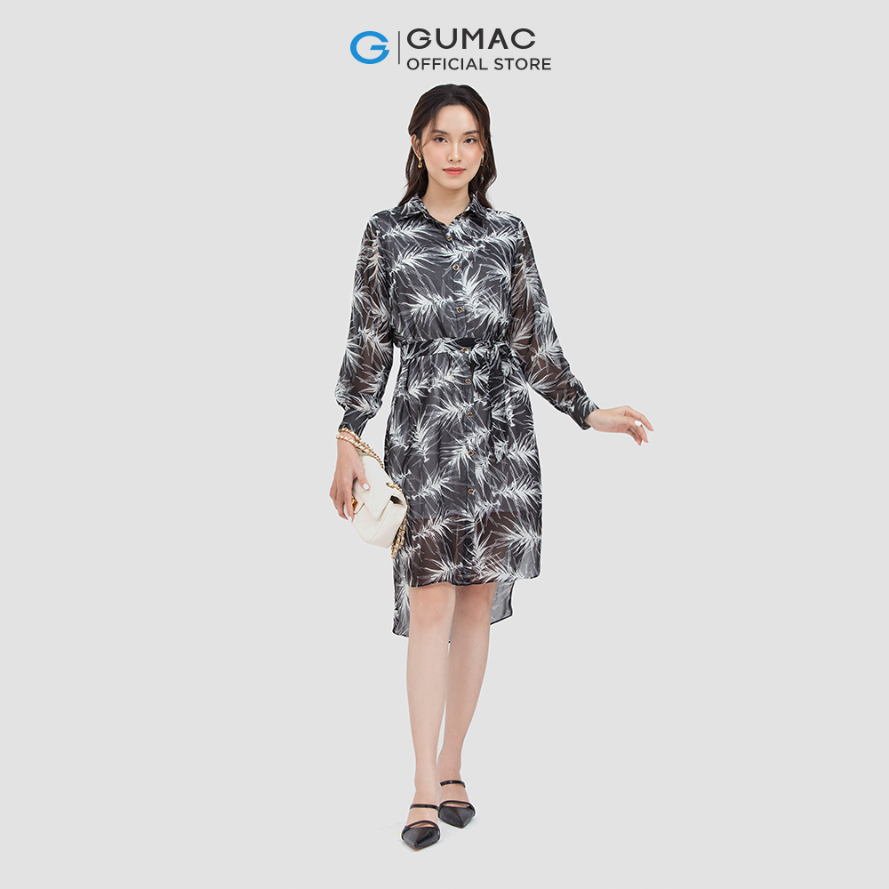 [15 - 17.5 | TẶNG QUÀ đơn từ 499K] Đầm sơ mi GUMAC DC06048 buộc eo