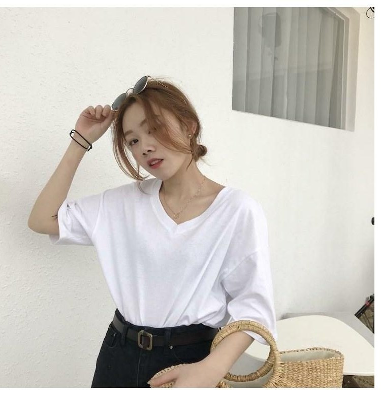 Áo thun nữ cổ tim Ulzzang Quảng Châu
