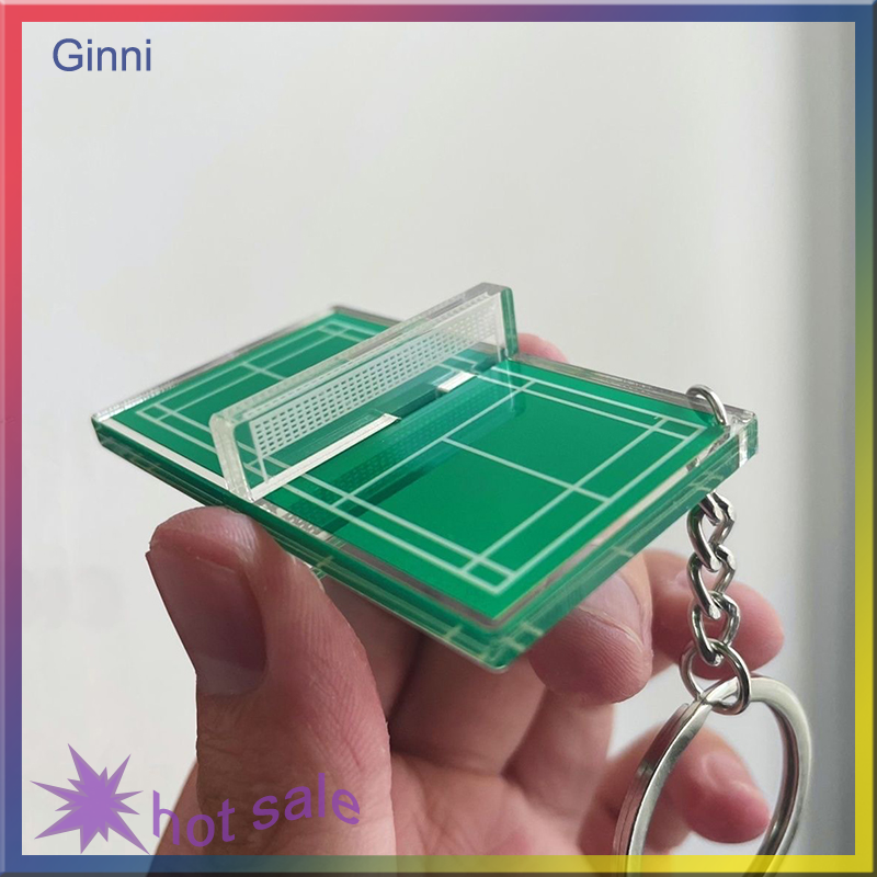 Ginni Badminton Keychain Souvenir Mini Tennis Pendant Table Tennis Table Three-dimensional Acrylic Keychain