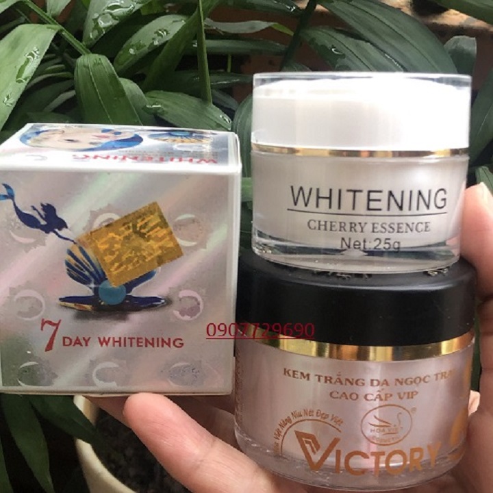 Combo kem hoa việt victory trắng da ngọc trai vip + whitening thái lan dưỡng trắng da và nám ngày đêm