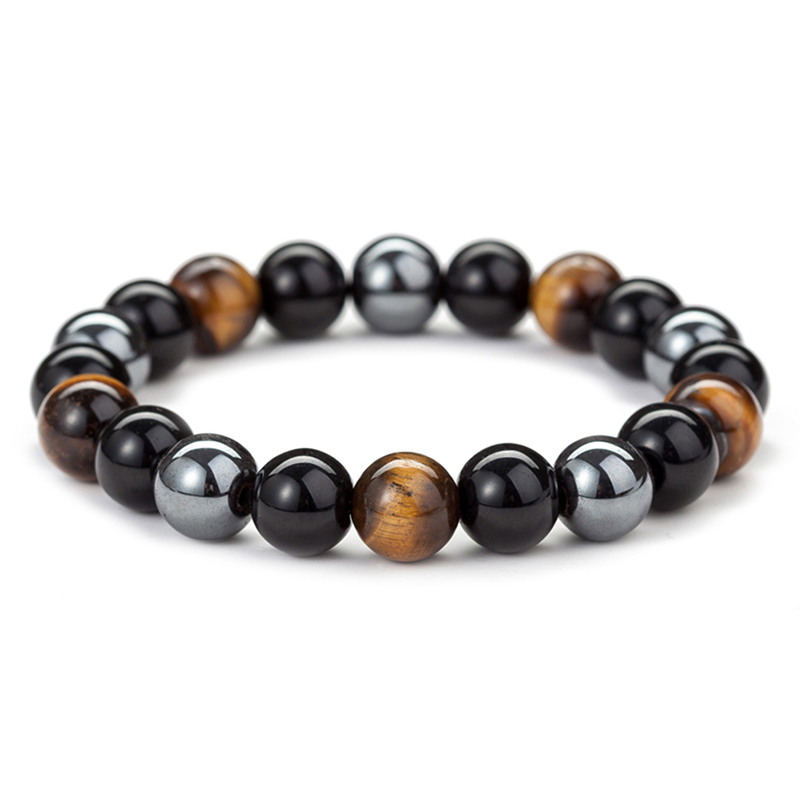 Magnetic Hematite Stone Bead Bracelet Health Care Magnet Men Weight Loss Jewelry MIRRORRR. 
