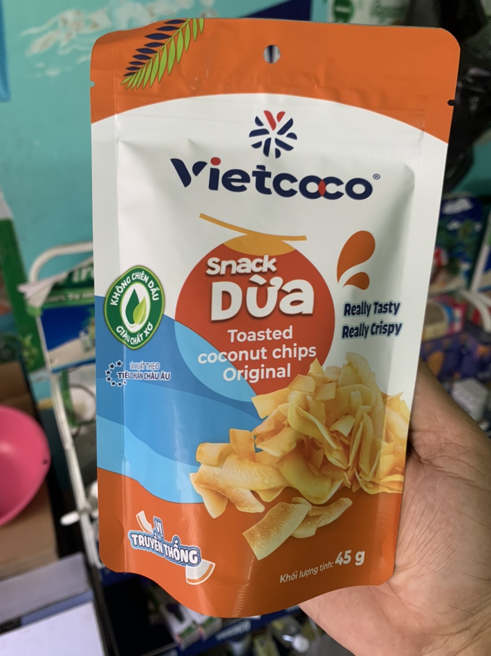 2 GÓI - DỪA NON SẤY DÒN VIETCOCO -ĐẶC SẢN BẾN TRE (45 Gram)