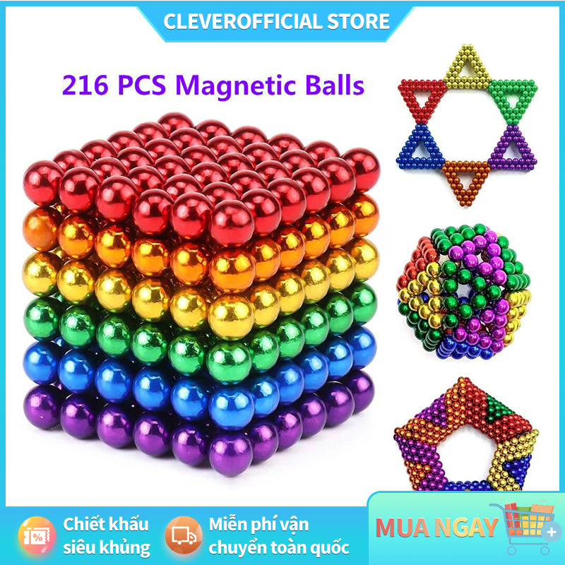 ⚡Miễn Phí Vận Chuyển⚡ Nam châm Buckyballs 5mm 8 màu 216 viên – Rainbow 8 màu 5mm Thiết kế tiện dụng Kích thích khả năng sáng tạo