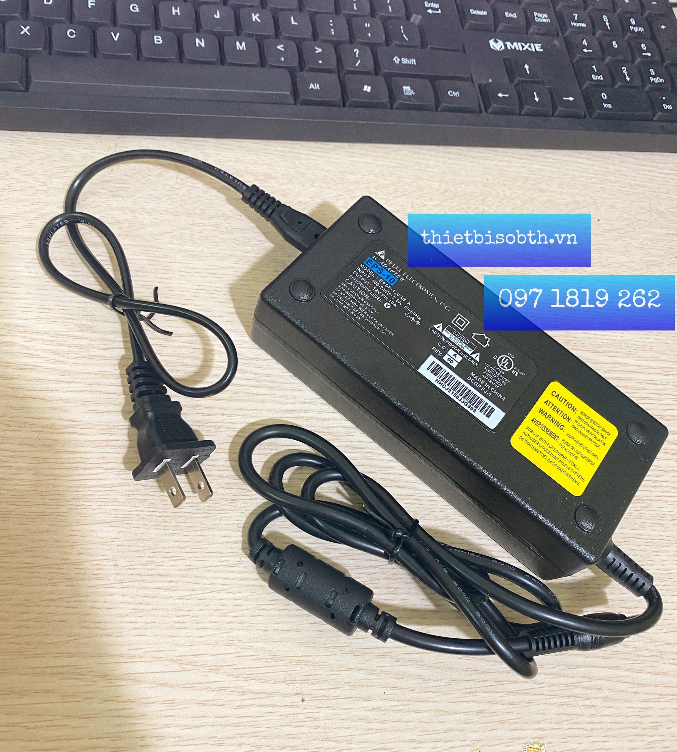 Adapter Nguồn 12V 10A DELTA Chạy Cho Camera, Đèn Led
