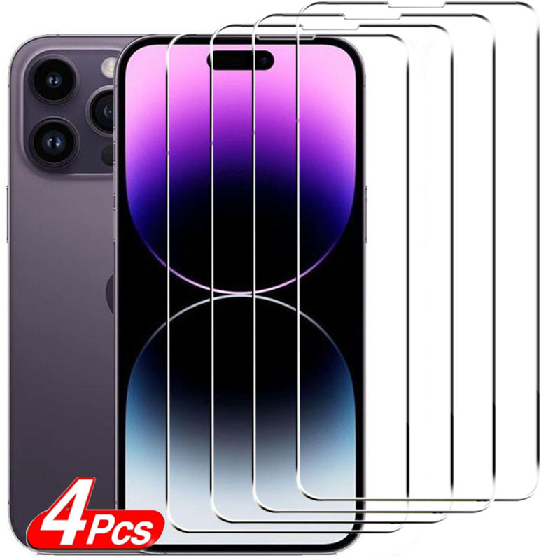 4pcs tempered glass for 15 14 13 12 11 pro max 13 mini screen protector for 14 8 7 6 6s 15 plus xr x xs max glass