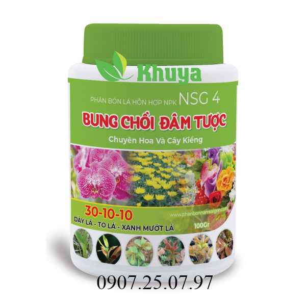 Phân bón lá bung chồi đâm tược hủ 100gr dày lá - to lá - mướt lá