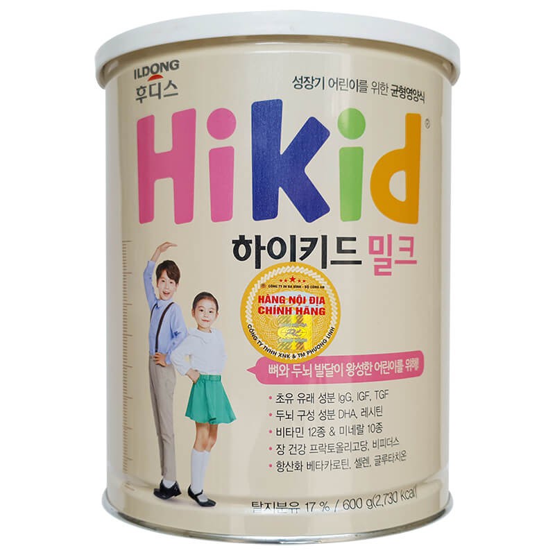 Sữa Hikid bò/ dê/tách béo tăng chiều cao 600-700g Hàn Quốc
