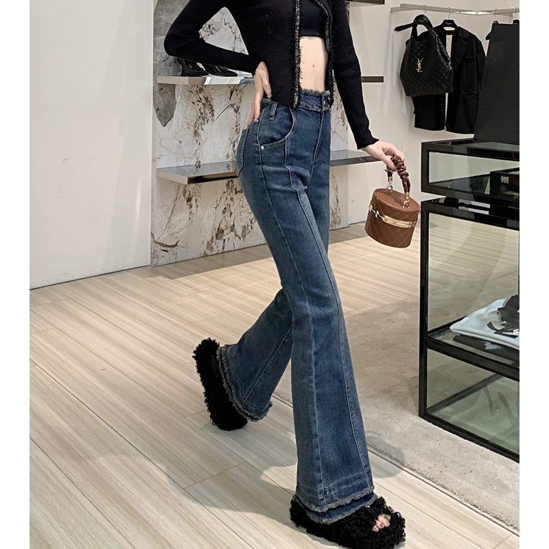 Quần Jeans Nữ Lưng Cao Ống Loe Thời Trang