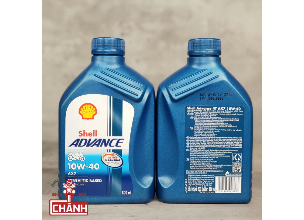 NHỚT SHELL ADVANCE AX7 10W40 Synthetic Based 1L 1 lít (Nhớt xe số) Shell ax7