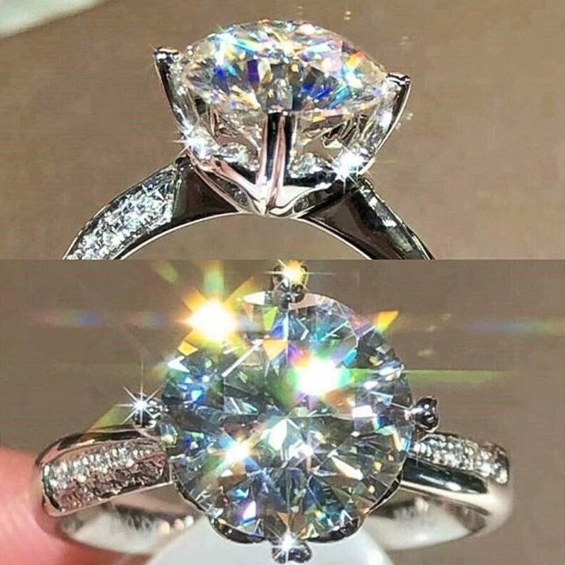 创意网红皇冠戒指 经典豪华圆包款闪亮锆石指环 结婚订婚首饰
