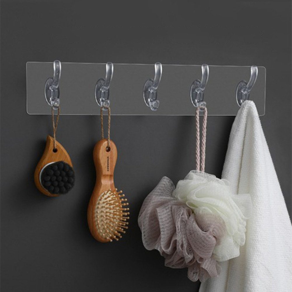 Keepwarm 5 móc trong suốt tự dính chắc móc/gắn tường đơn giản phòng tắm nhà bếp giá lưu trữ/văn phòng nhà cửa đa chức năng kệ treo tường