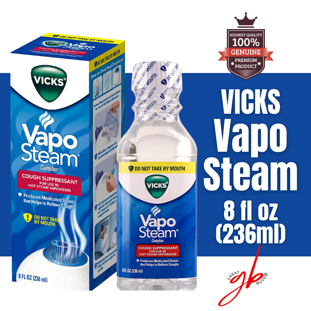 Vicks VapoSteam Medicated Liquid with Camphor, a Cough Suppressant, 8