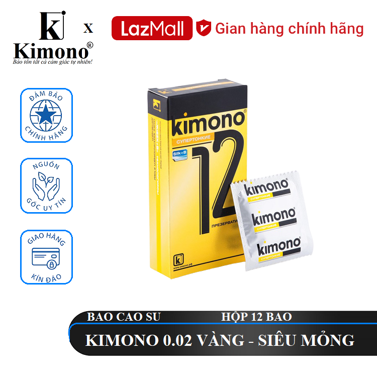 [ KIMONO ] Bao cao su Kimono 0.02 Siêu Mỏng 12 bao.