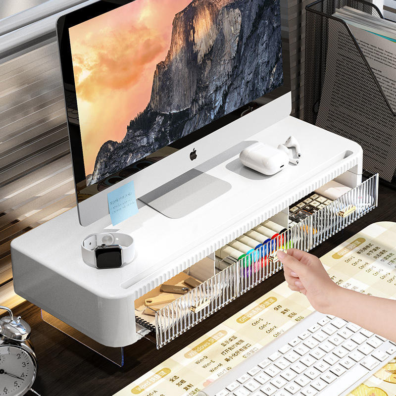 Desktop Computer Monitor, Elevated Office, Desktop Neck Protector, Screen Base, Bracket, Organizer, Storage Box, Lights
