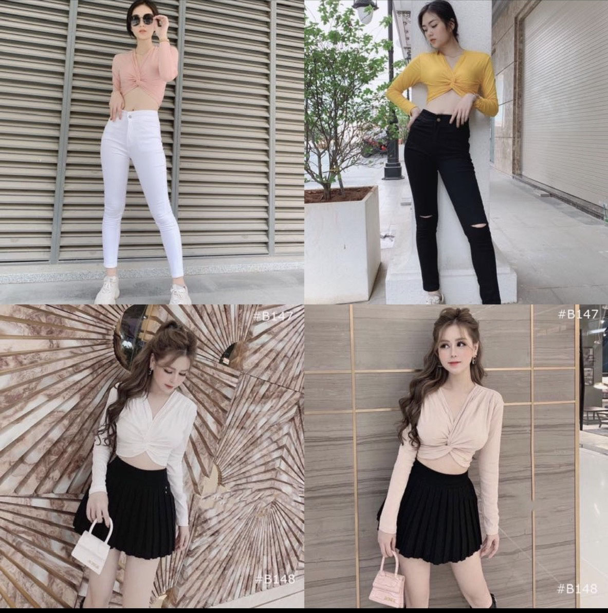 [HCM]ÁO THUN TAY DÀI CROPTOP XOẮN EO [Giá gốc tận xưởng]