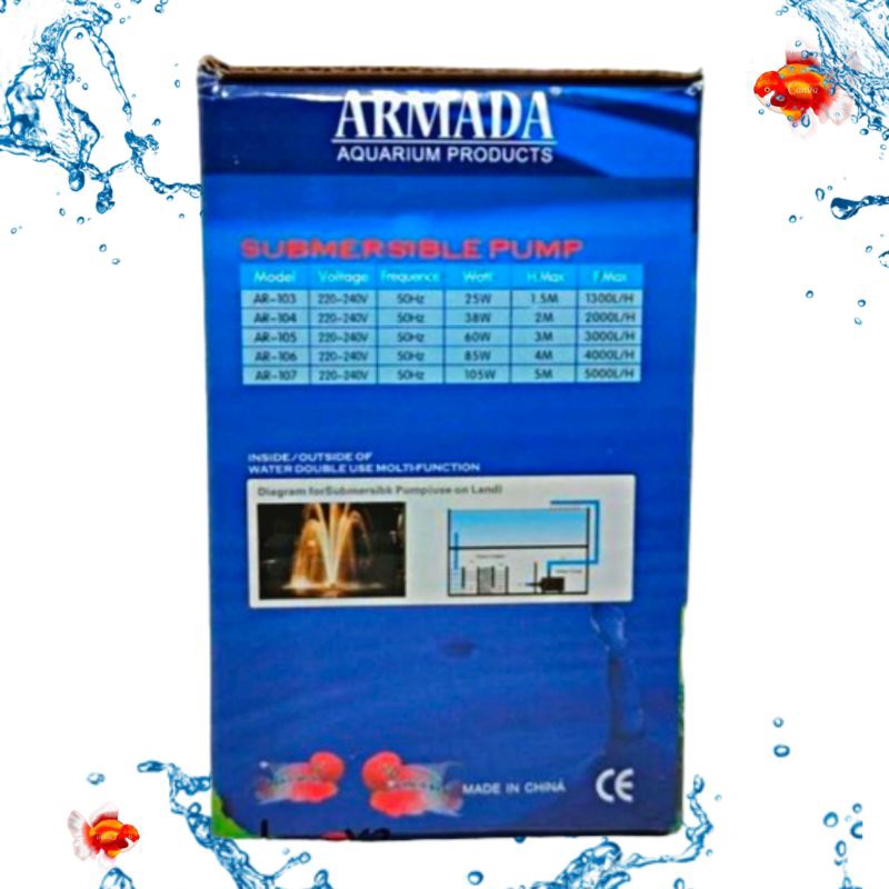 Pompa aquarium kolam hidroponik ARMADA AR 104 Submersible Pump
