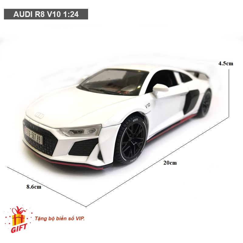 Mô hình xe ô tô Audi R8 V10 1:24 [TẶNG BIỂN VIP]