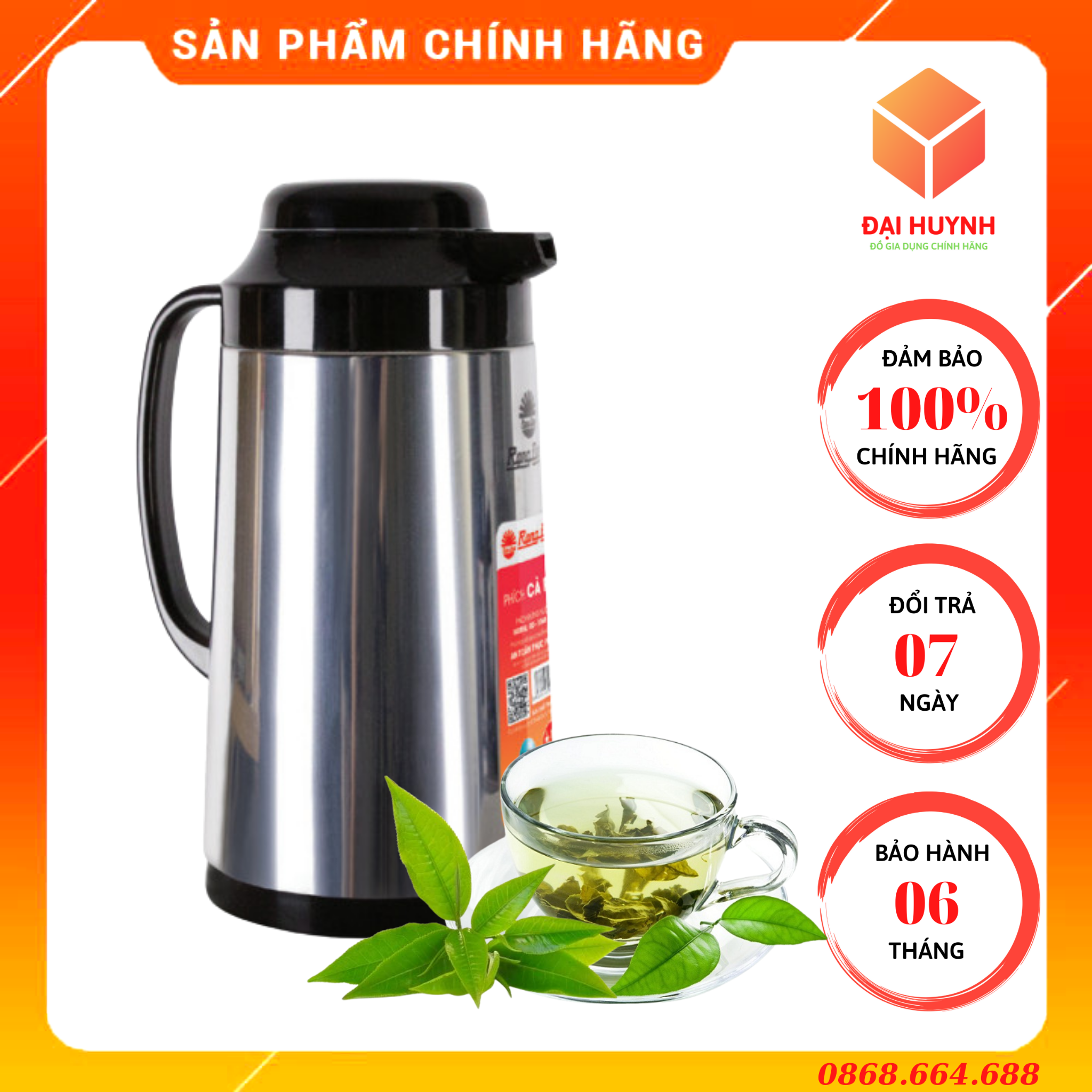 Bình Thuỷ, Bình Giữ Nhiệt 1 Lít Inox Cao Cấp RD 1040 ST2 Chính Hãng Rạng Đông