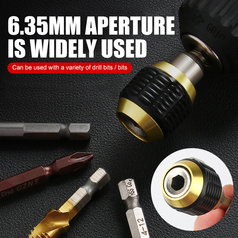 Chuyển đổi đầu lắp mũi khoan không chìa 1/4 "đầu nối hình lục giác thanh nới rộng bit thay đổi nhanh mở rộng