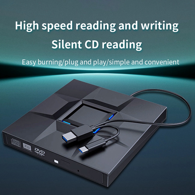 External CD and DVD Player Game Burner DVD External USB 3.0 Type C CD Writer Reader for PC Laptop Desktop