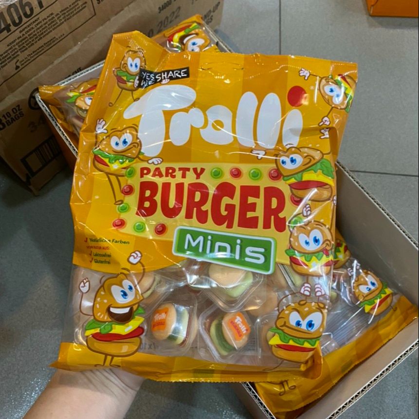 Kẹo dẻo Trolli Mini Burger Đức - Bịch 170gr (17v x 10gr) - Date T6/2024
