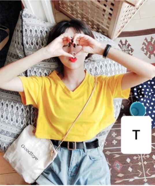 Áo croptop trơn cổ tim