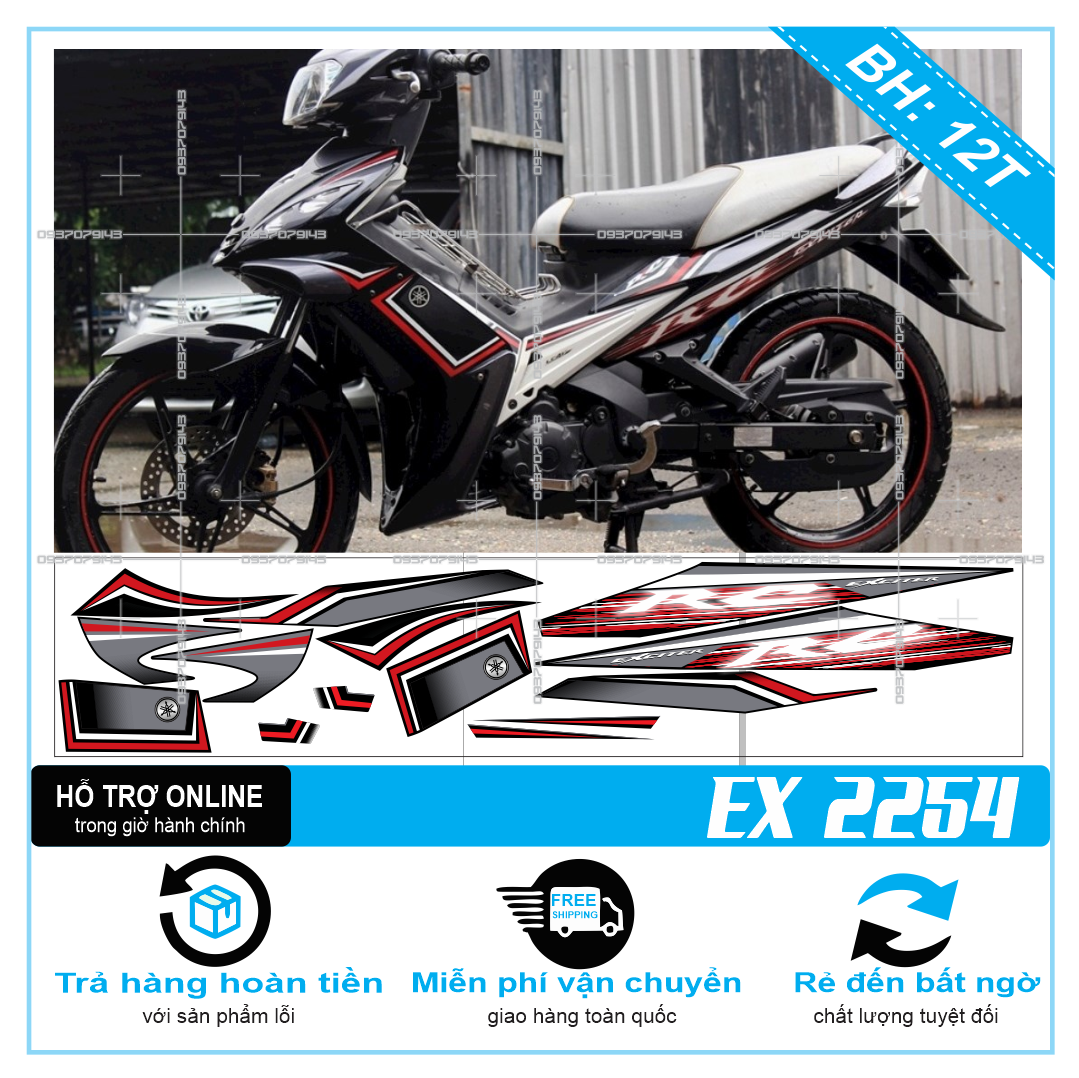 TEM XE EXCITER 2010 (TEM RỜI EX 2010) RC XÁM ĐEN 2254