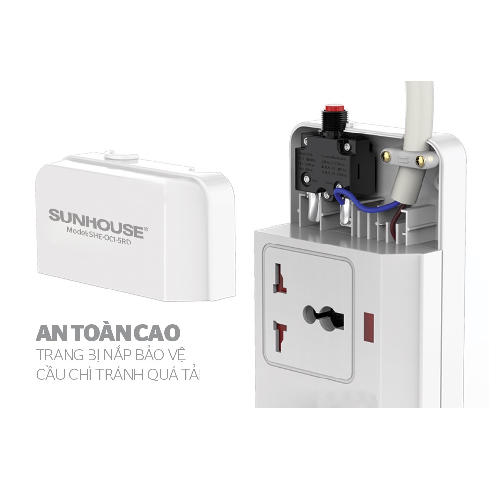 Ổ cắm điện đa năng SUNHOUSE- SHE-OC1-5RD