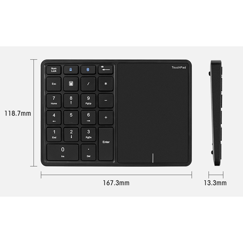Mini 2.4G Bluetooth Keyboard Numeric Keypad 22 Keys Digital Keyboard with Touchpad for Windows IOS Android